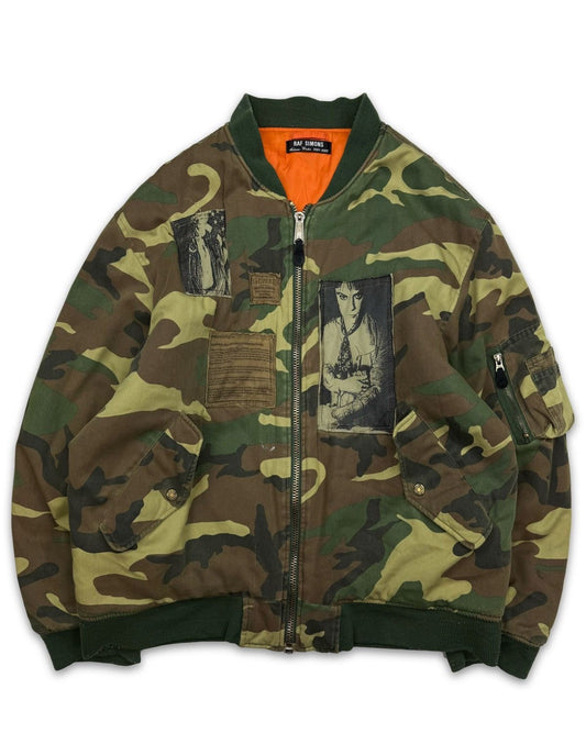 AW01 Raf Simons Riot Riot Camouflage
Patched Bomber Jacket
