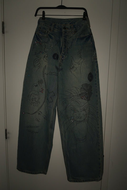 Balenciaga graffiti rhinestone denim - Private property 